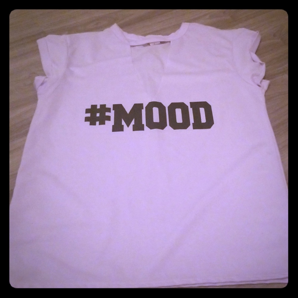White #MOOD Choker Neck Sweatshirt